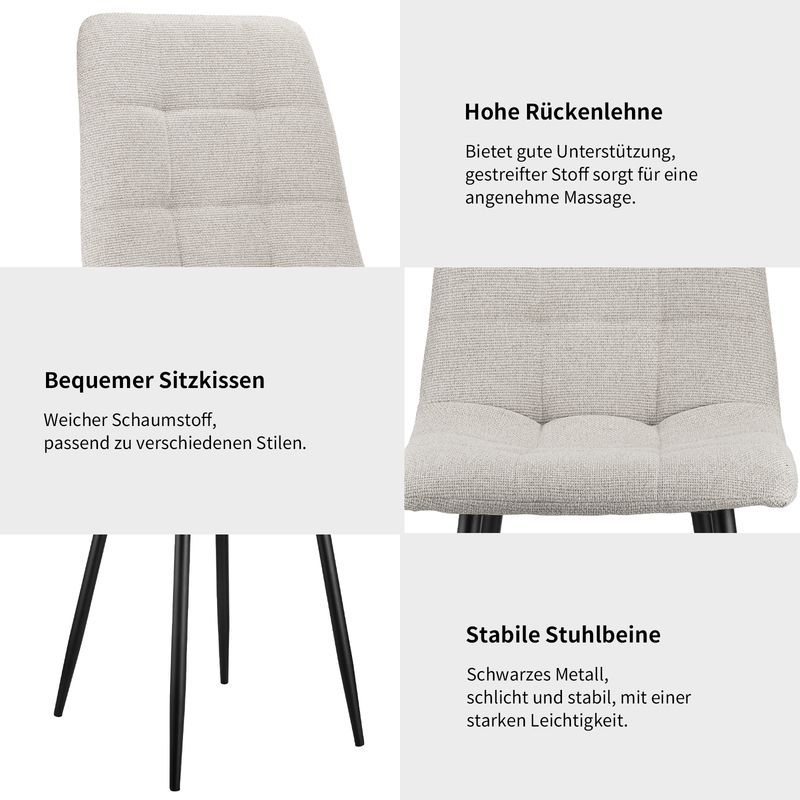 4er Set Esszimmerstühle Mit Leinenbezug, Metallgestell_voghion.com