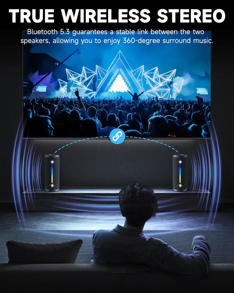 10X Bluetooth Speaker 35W - IPX Waterproof, Powerful Stereo Sound, 24 Hours Playtime, TWS Pairing, Dazzling Lights_voghion.com