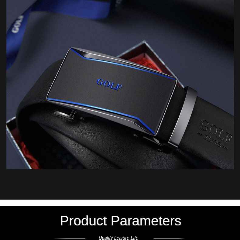 HOT GOLF Herren Gürtel aus echtem Leder mit automatischer Schnalle, trendiger Casual Business-Hosengürtel, vielseitig und einfach_voghion.com