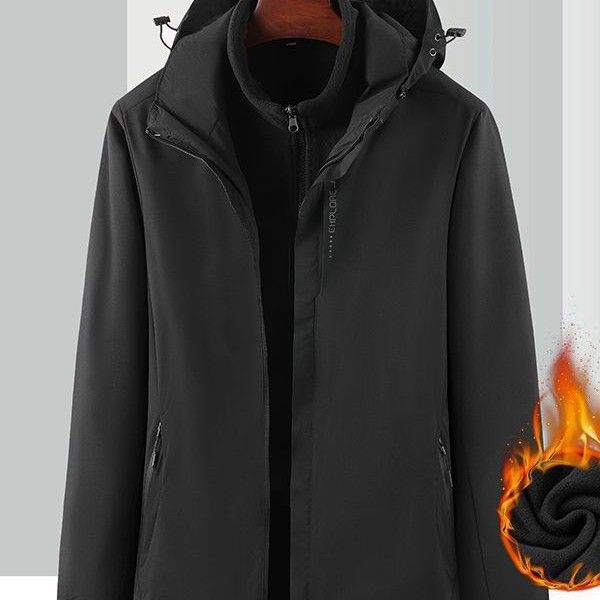 Set da trekking 3 in 1 per coppie, stile outdoor, con fodera in pile, fodera interna spessa, giacca staccabile, due pezzi alla moda_voghion.com