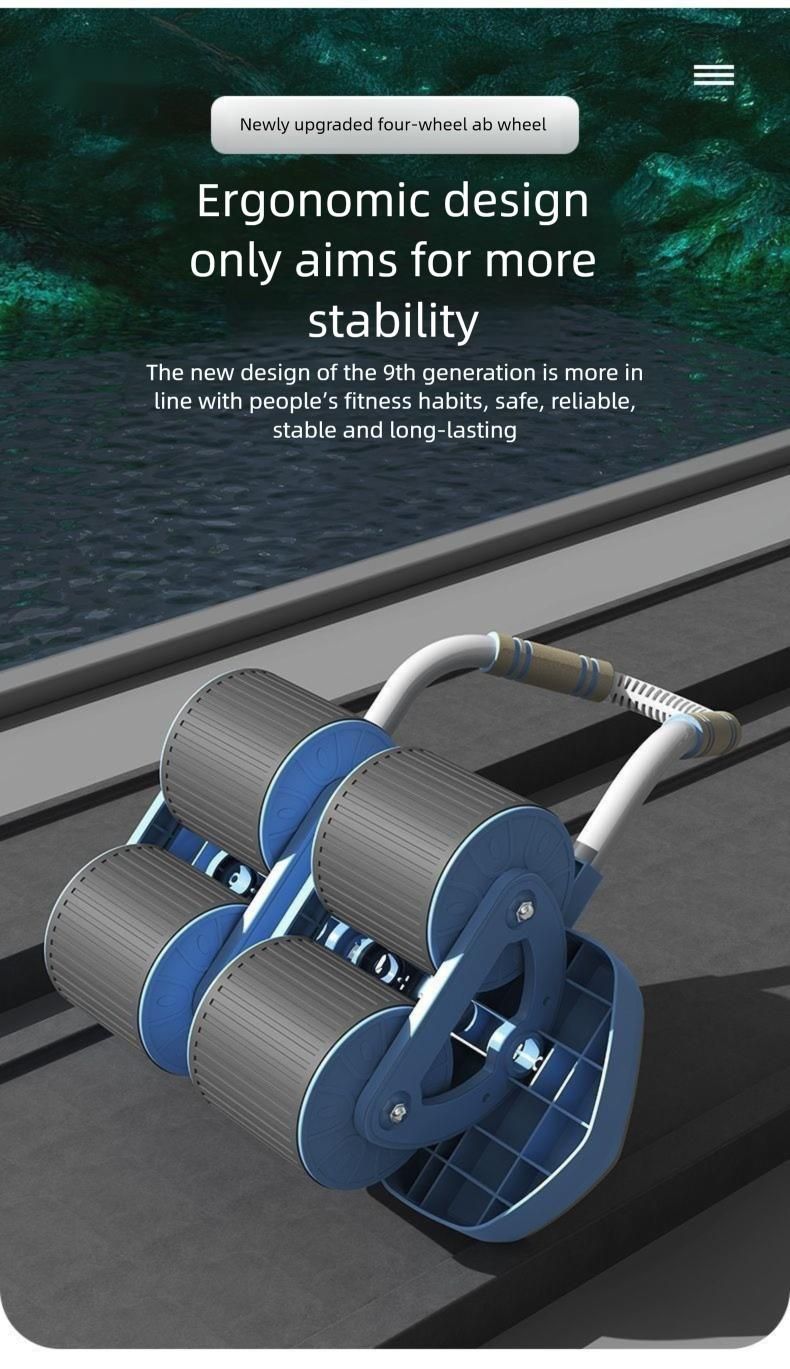 Verbessertes 4-Rad-Liegestützgerät mit automatischer Rückprallfunktion für die Bauchmuskulatur – Fitnessgerät für Männer und Frauen_voghion.com