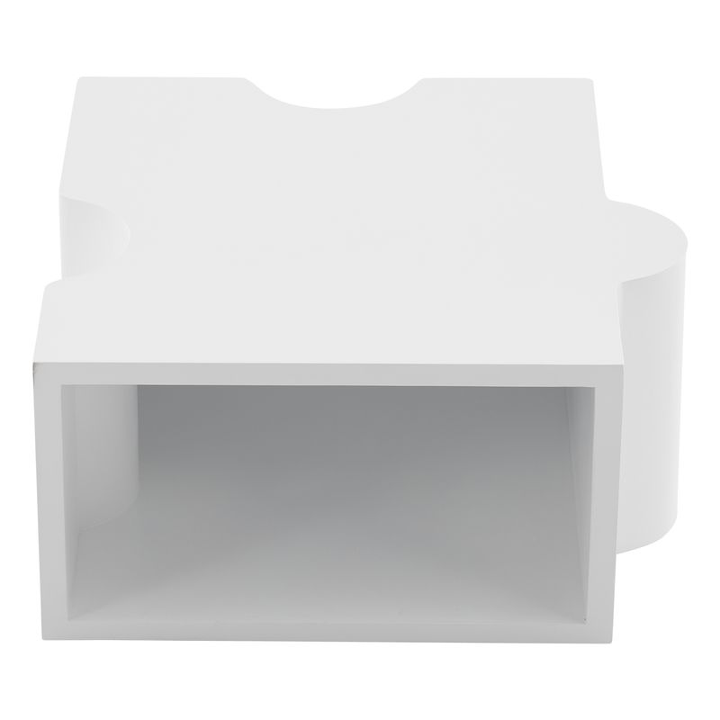 Table basse unique blanche à motif puzzle (65 x 65 x 32 cm), table basse rembourrée en MDF, table basse de salon art abstrait pour une décoration d'intérieur moderne._voghion.com