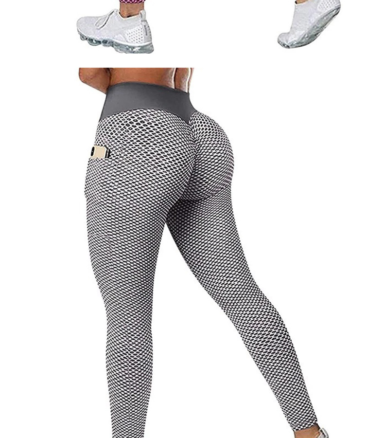 Calça feminina cintura alta com bolso quadril favo de mel cintura alta tamanho grande calça casual fitness feminina_voghion.com