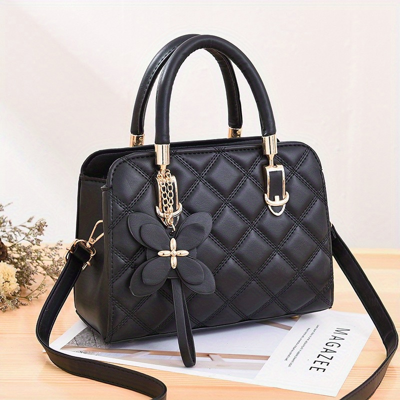 Elegante Handtasche mit Blumenmuster, modische Umhängetasche aus Kunstleder für Damen, trendige Geldbörse mit zwei Griffen_voghion.com