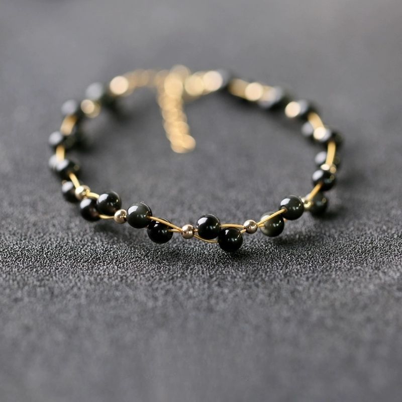 Blue Sandstone Obsidian Handmade Ins Original Bracelet Men And Women Couple Style Best Friend Student Gift Adjustable_voghion.com