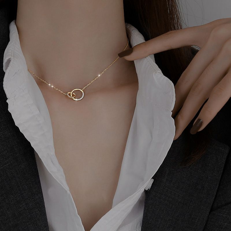 Moud Koreanesch Meedercher Choker Sier Faarf Ronn Wer Star Bar Anhänger Halskette fir Fraen Hochzäit Zirkon Bijouen Séiss Schléissebeenkette_voghion.com