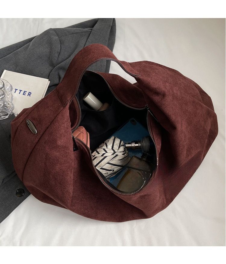 Commuter Women's Bag Large Capacity Suede Tote Bag Versatile Shoulder Bag_voghion.com
