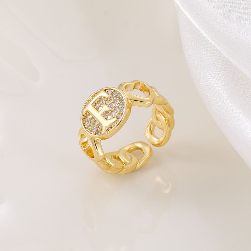 Neuer Herzbuchstabe aus echtem Gold mit eingelegtem Zirkonia und hochwertigem, personalisiertem Öffnungsring für Frauen_voghion.com
