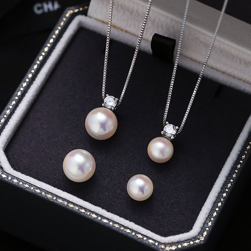 S Silver Aurora Pink Pearl Necklace Pendant With High Quality And Versatile Women's Clavicle Chain Hair_voghion.com
