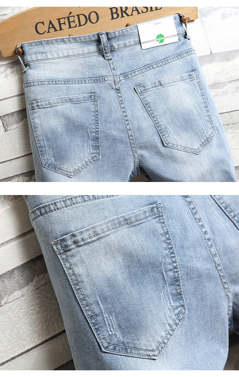 Herrenbekleidung Mode Patch bedruckte Jeans-Shorts für Herren kleine gerade Beinhose lockere Reithose Sommer Herren-Jeans mittlere Hose_voghion.com