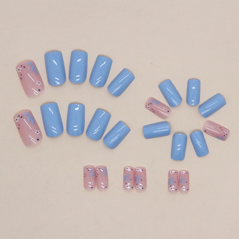Beauty Health Blue And White Fresh All-match Manicure Summer New Cute Flower Gentle Small Fresh European Square Midi Dressing Armor_voghion.com