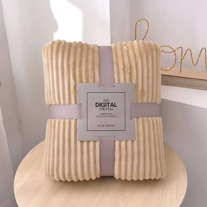 Copridivano in flanella a righe tinta unita, coperta regalo per bambini in velluto corallo tinta unita_voghion.com