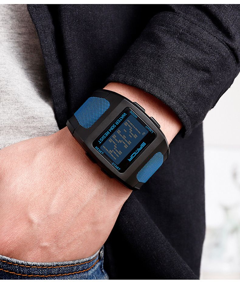 Men's Digital Sports Watch With LED Backlight, 50M Water Resistant, Shockproof, Multi-Function Outdoor Wristwatch For Hiking, Running, And Daily Wear_voghion.com