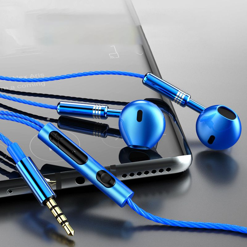 Wired Earbuds Ergonomic Heavy Bass In-ear 1.2m Metal 3.5mm Wire Control Earphones for Music_voghion.com