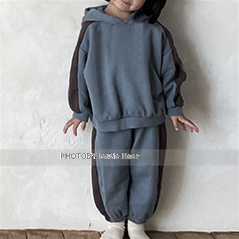 Abbigliamento invernale per bambini Ins versione coreana, nuovo per ragazzi e ragazze, felpa con cappuccio patchwork alla moda, casual_voghion.com