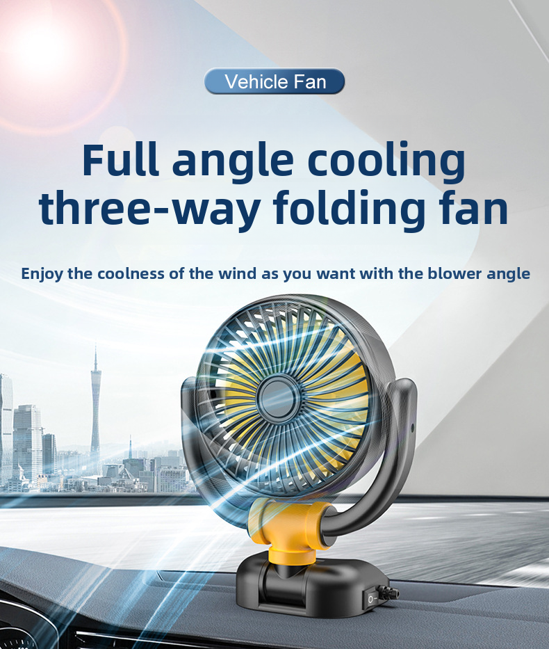 Ventilatore Flash F4501 creativo pratico per interni auto, pieghevole in tre direzioni, con ampio angolo di rotazione, potenza del vento elevata_voghion.com