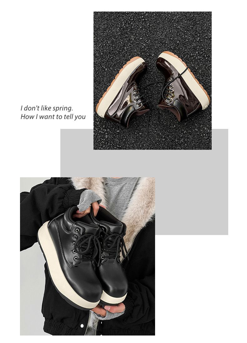 Men's Chunky Derby Boots Retro Motorcycle Style High Top Martin Boots In Yellow/Black/Brown - Fashionable & Comfortable_voghion.com