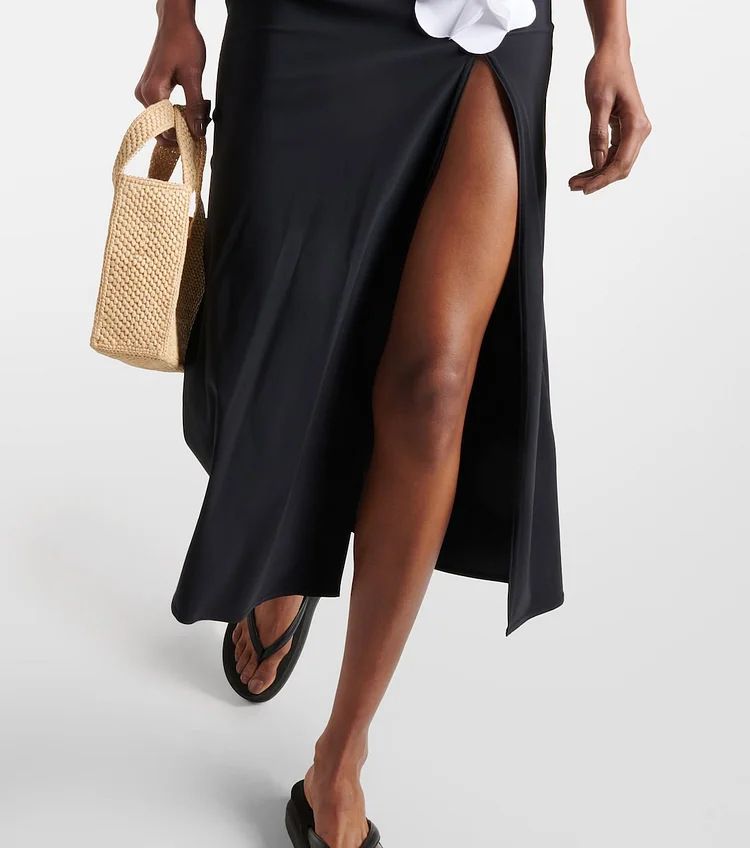 Sieviešu apģērbu peldkostīms Jauns 3D ziedu caurules augšdaļa melnbalts kontrasts viengabala sieviešu peldkostīms_voghion.com