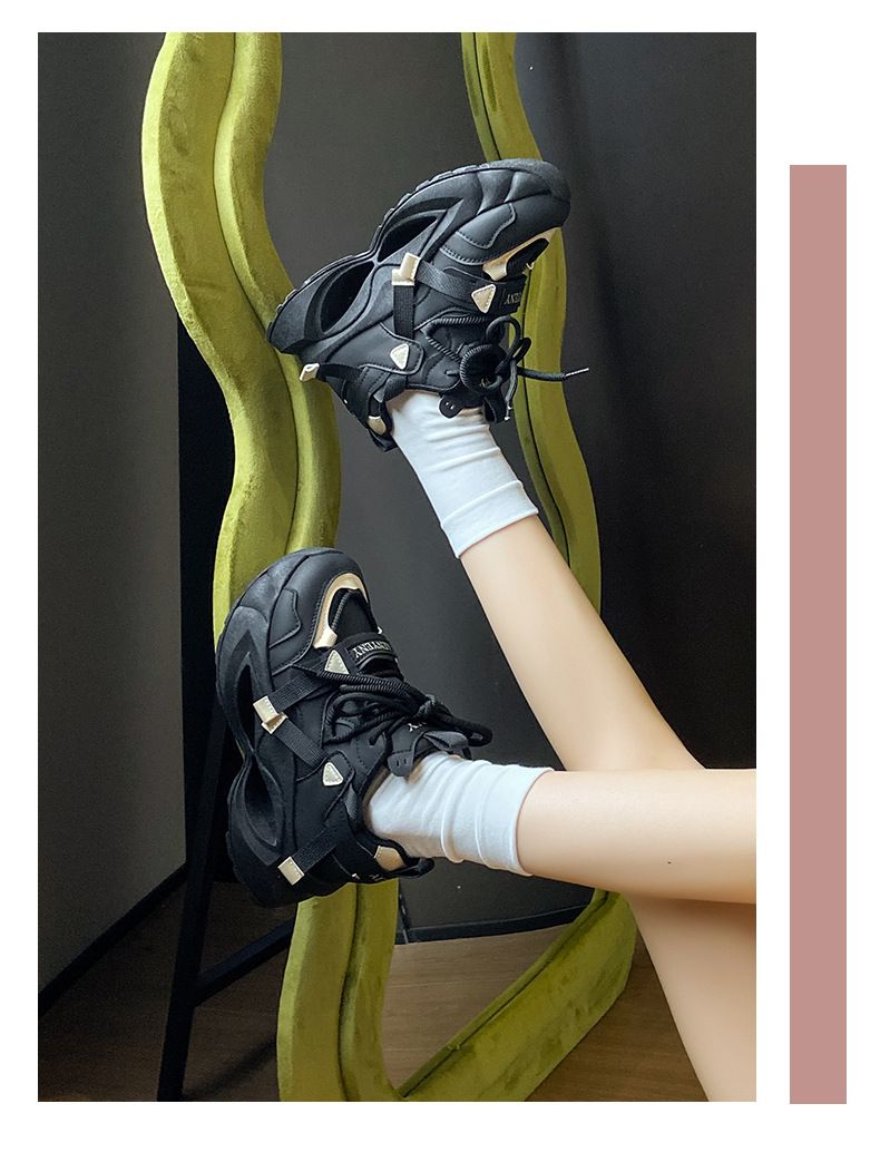 i Dad Shoes Female Student Sports Running Shoes Casual Shoes Platform Height Increase_voghion.com