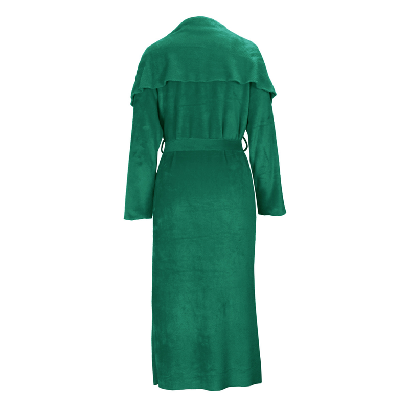 Women's clothing temperament dress and coat two-piece fashion loose long cardigan velvet suit_voghion.com