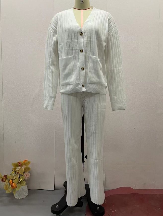 Women's Clothing new fashion solid color loose knit sweater tops two piece suits for women_voghion.com