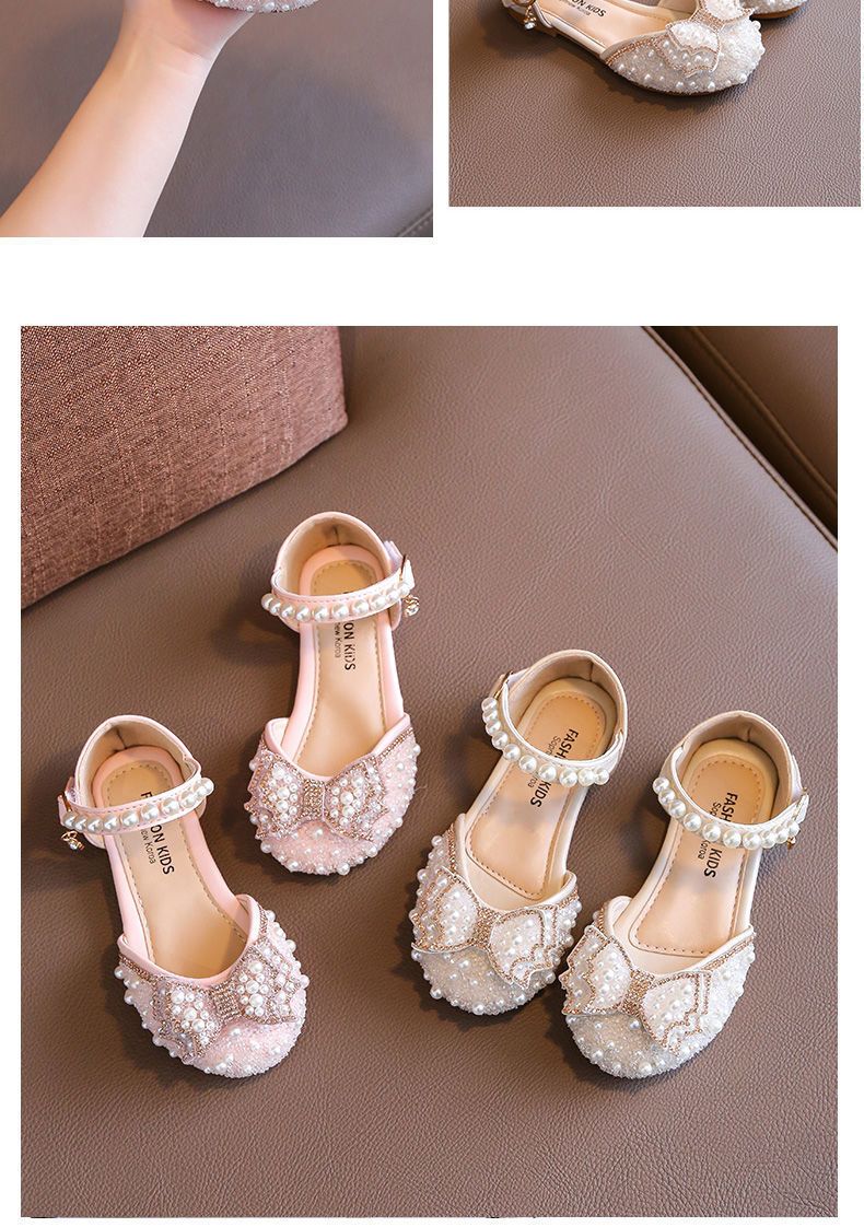 Mädchen Sandalen 2025 Neue kleine und mittelgroße Kinder weiche Unterseite geschlossene Zehen Prinzessin Schuhe rutschfeste Strass Kinder Prinzessin Schuhe funkelnden_voghion.com