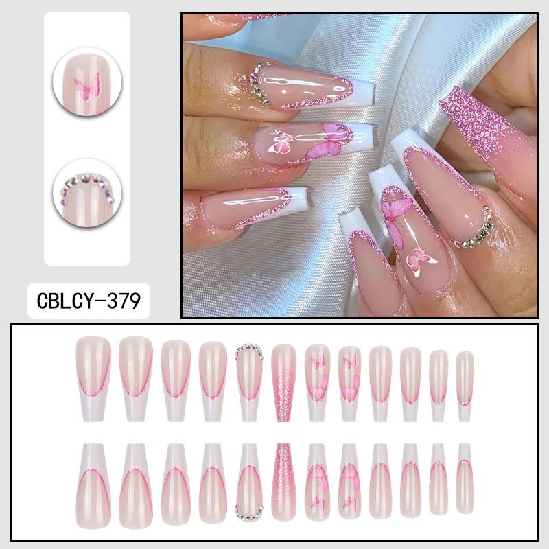 Unghie finte lunghe e pieghevoli - Eleganti unghie finte estive con colla e cuscinetti in gel, stile dolce, oltre 50 colori, unghie finte riutilizzabili per le donne_voghion.com