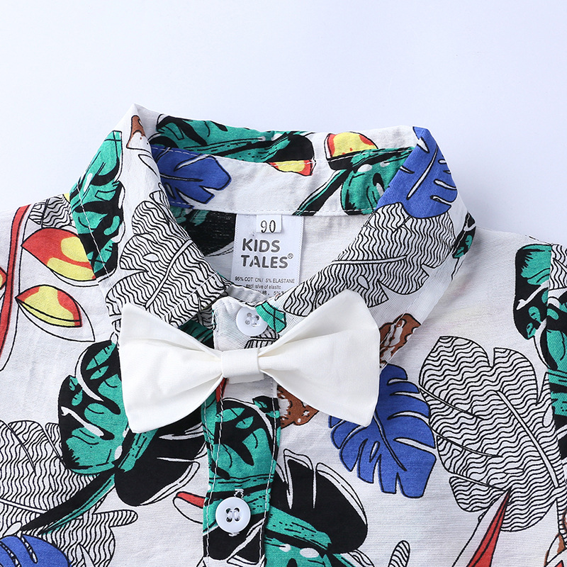 Mother&Kids Completo estivo per bambini Camicia a maniche corte stampata per ragazzi Set di due pezzi_voghion.com