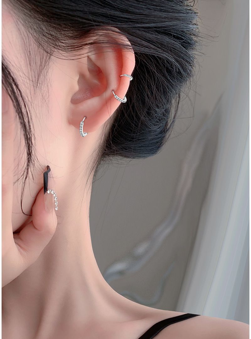Gioielli da donna, semplici orecchini con piccoli diamanti, orecchini in argento Sterling S999 per piercing all'orecchio, orecchini a bottone anallergici, orecchini dal design raffinato._voghion.com