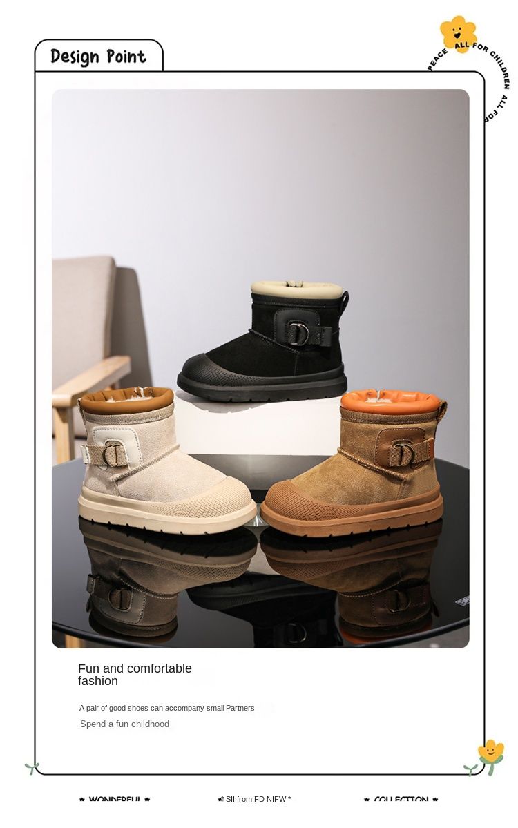 Samt-Schneestiefel, Baumwollschuhe für Wärme, Ein-Fuß-Schuhe für Herren und Damen für Kinder_voghion.com