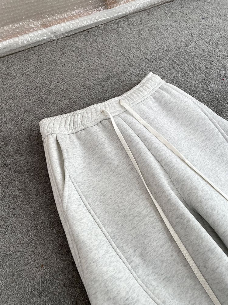 Pantaloni da jogging da donna con coulisse, foderati in pile e vita alta, vestibilità ampia, casual, in misto cotone (bianco, nero) Taglie S/M/L_voghion.com