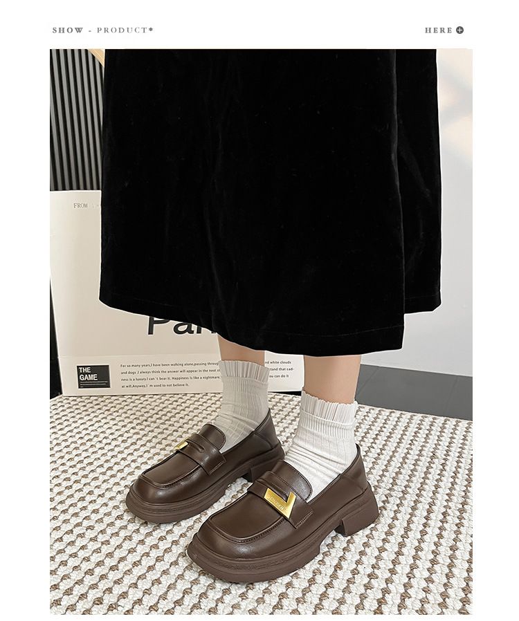 Quadratische kleine Lederschuhe für Damen, neue Freizeitschuhe im britischen Stil mit dickem Absatz und einzelnem Kick, vielseitig_voghion.com