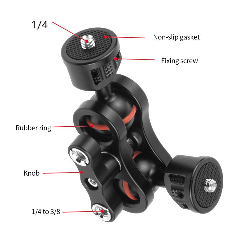 Soporte universal con brazo mágico de doble cabezal, tornillo de 1/4, ajustable 360° para monitor, LED, micrófono, flash, cámara DSLR._voghion.com