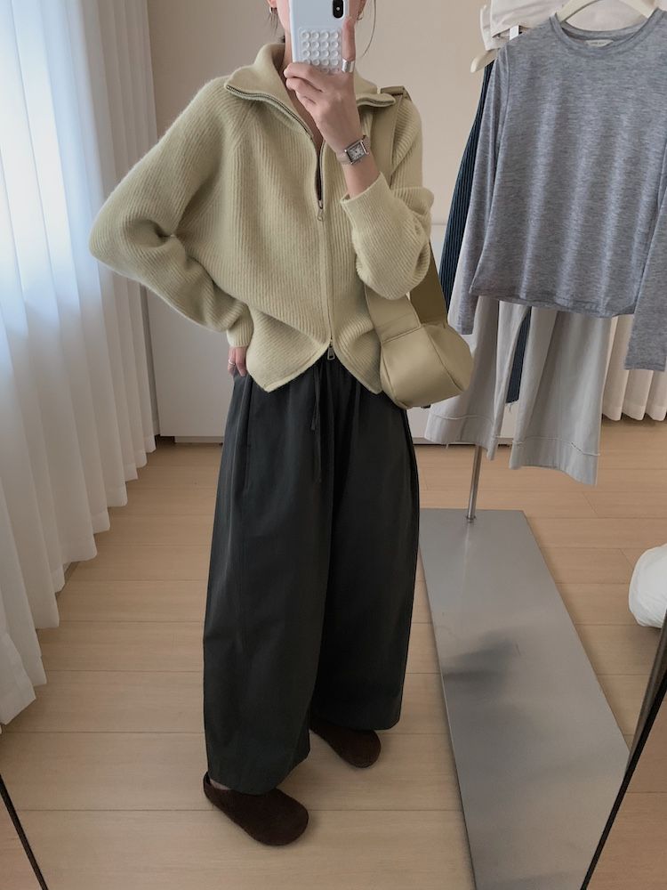 Herbst und Winter dicke doppelköpfige Reißverschluss High Neck Pullover Stehkragen Wolljacke_voghion.com