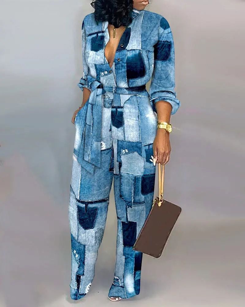 women's loose large size jumpsuit autumn and winter high waist casual straight jumpsuit _voghion.com
