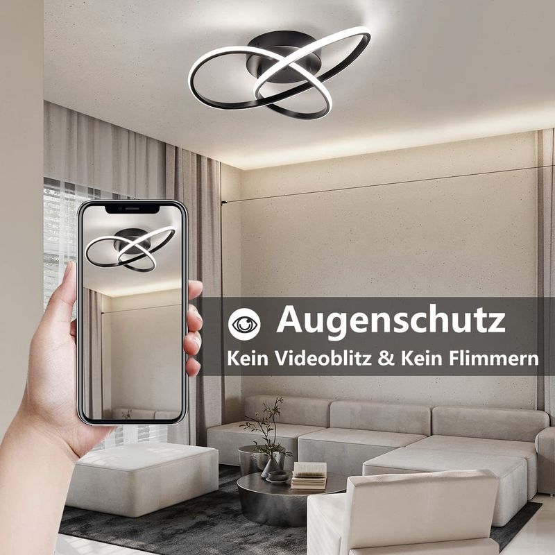Glitzerlife LED Deckenlampe Weiß Dimmbar Deckenleuchte -33W Schlafzimmerlampe Modern Mit Fernbedienung Wohnzimmerlampe 40CM Geometrie Design Für Küche Flur Studio_voghion.com