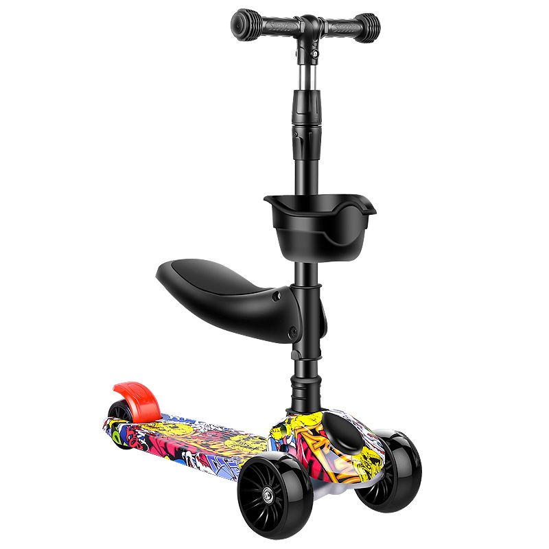 Scooter infantil dobrável de quatro rodas para crianças de 2 anos, 3 anos, 6 a 8 anos, 10 anos, scooter de uma peça_voghion.com