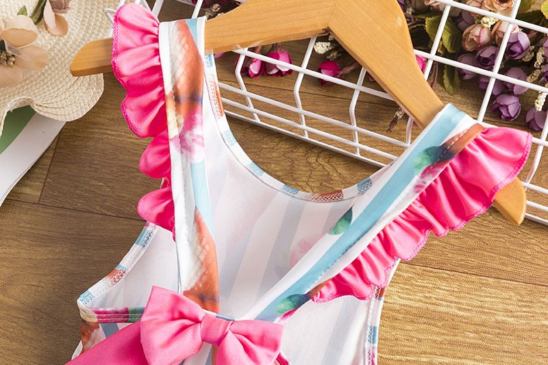 Maiô de melancia para bebês e crianças, biquíni com flores 3D, roupa de banho_voghion.com