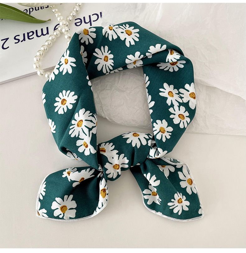Cotton And Linen Square Scarf Spring And Summer Women, New Korean Version, Fresh Floral Temperament_voghion.com