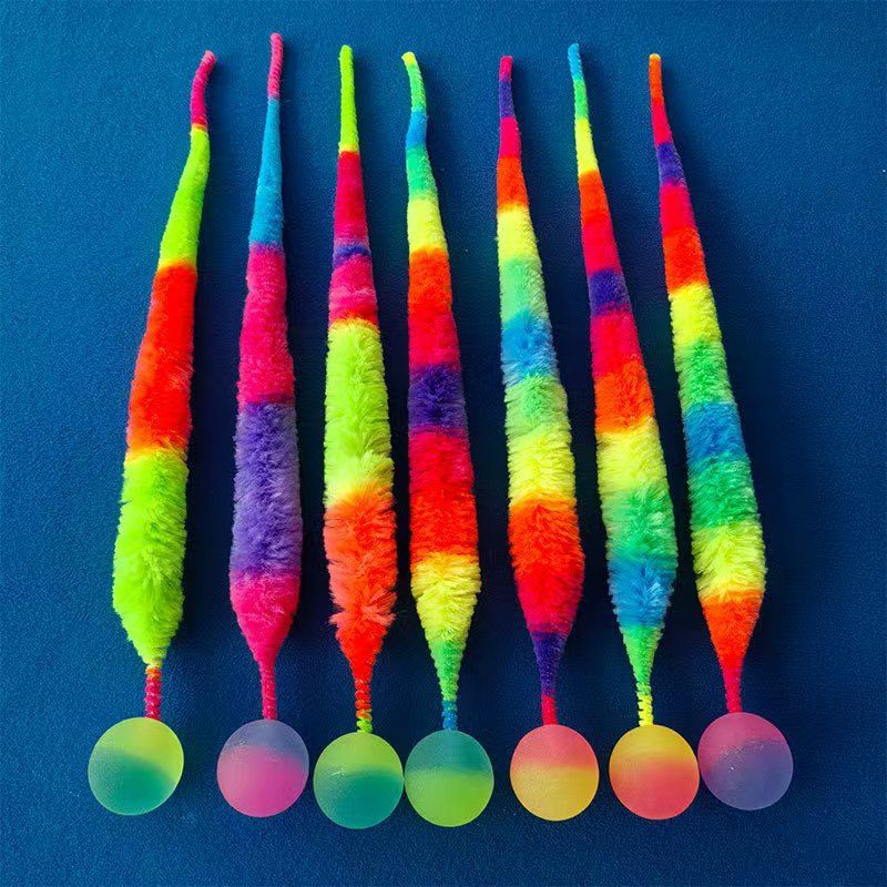 New Pet Elastic Caterpillar Jumping Ball Teaser Wand Cat Self-Entertainment Toy_voghion.com