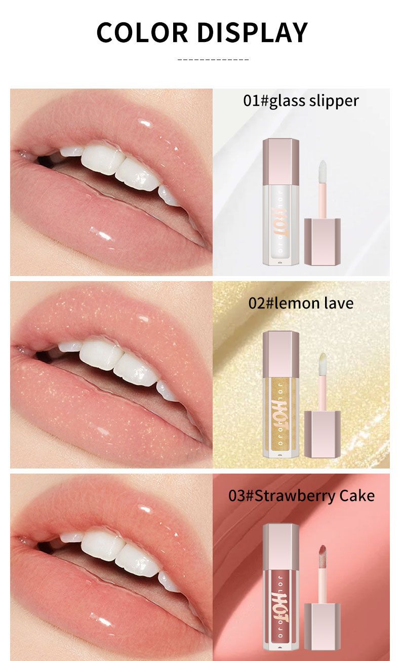 JOJO otte-farvet gennemsigtig lipgloss vandglans spejl lip glaze fugtgivende læbestift makeup engros_voghion.com
