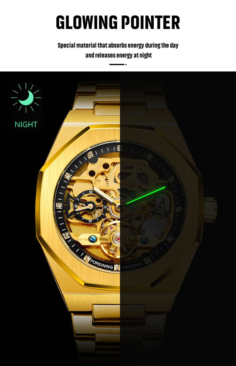Men's Automatic Mechanical Watch With Luminous Hands, Three Subdials, And Day Display - Stainless Steel Band Six Pin Week Steel Belt Mechanical Watch_voghion.com