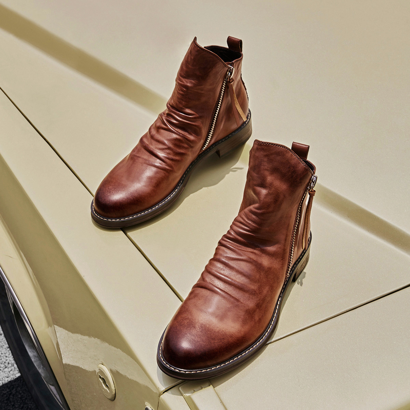 HPIOPL grenzüberschreitendes neues Produkt, doppelseitiger Reißverschluss, rutschfeste Unterseite, Herrenstiefel, Herrenschuhe, Quastenstiefel, Herren-Lederstiefel, 48 große Größe_voghion.com