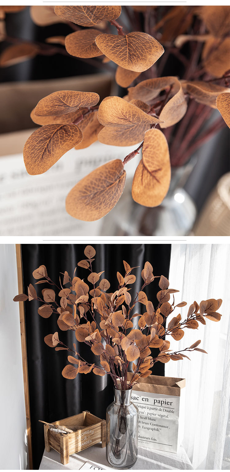 Kunstbloem eucalyptus blad bladgoud ginkgo blad fabrikant huisdecoratie plant muur kunstbloem MW26642_voghion.com