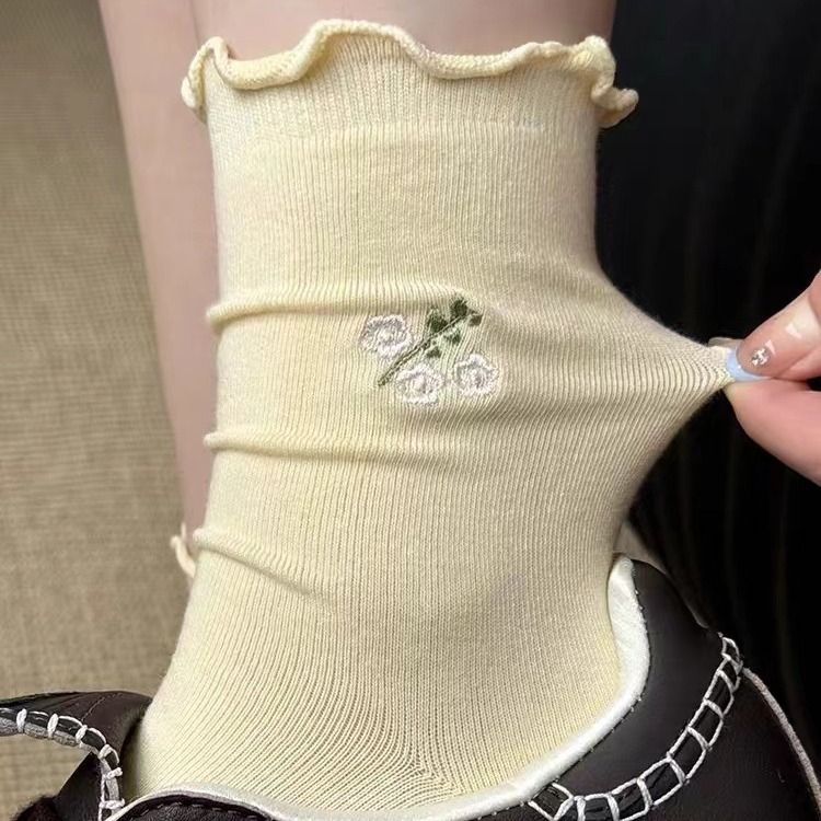 Lace Kids Fall Thin White Student Cotton, Chinese Mushroom Edge Floral Embroidery, Midi Pilling_voghion.com