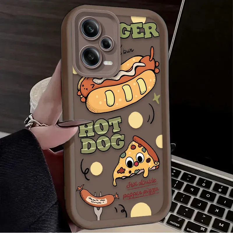 Silikonhülle für Xiaomi Redmi Note 13 12 11 Pro Plus 4G 5G 12S 11S 10S 10 9 9S Redmi 14C 13C 12C A3 12, Motiv: „Lustiger Hamburger“_voghion.com