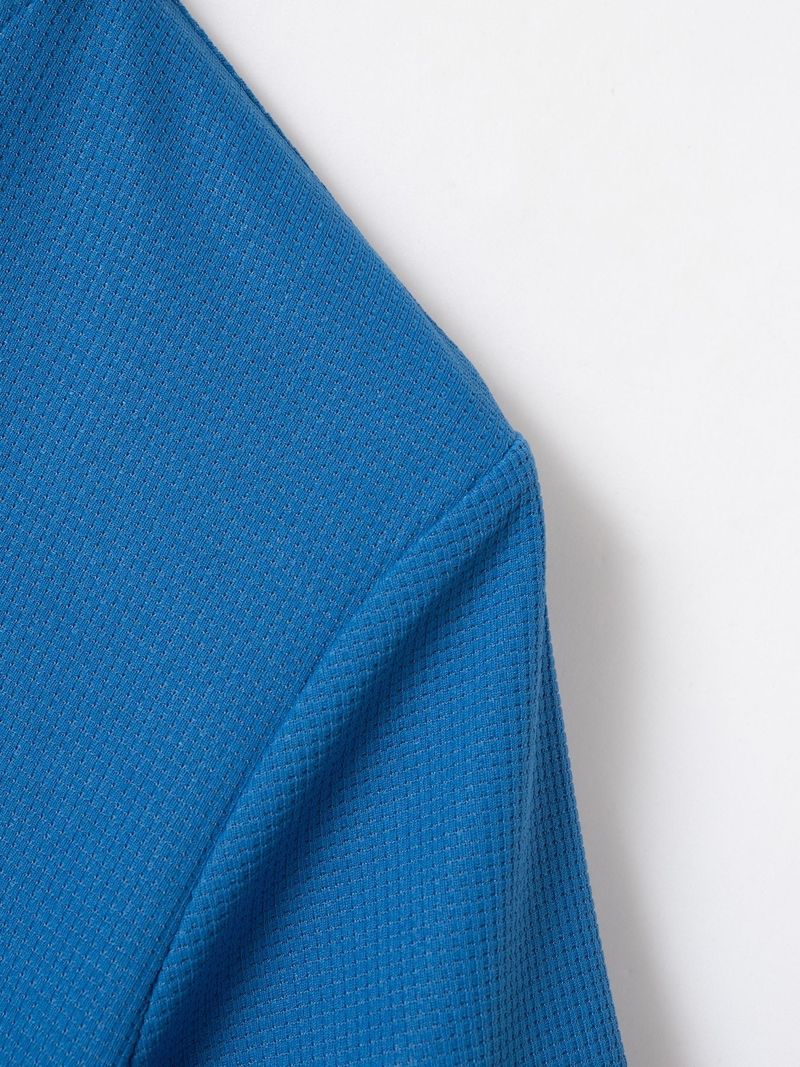 Conjunto de pantalones de manga corta con cremallera de color sólido y cuello waffle para jóvenes de verano 2024_voghion.com