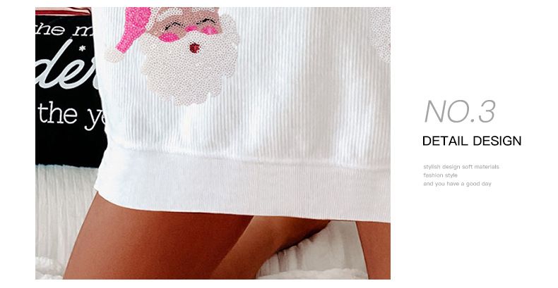Shiying's new pullover sweater for Santa Claus with bead embroidery, loose and casual long sleeved sweatshirt_voghion.com