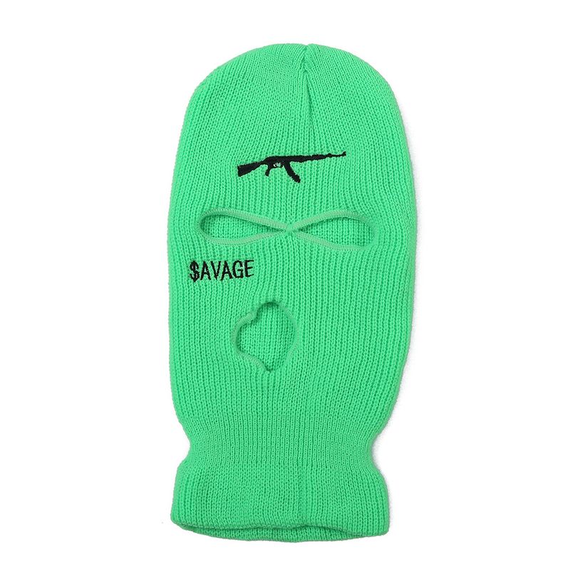 Trendy Knit Beanie With Rifle Print - Warm, Windproof, And Neck-Protecting Unisex Hat For Skiing, Cycling, And Outdoor Activities Ski And Cycling Hat_voghion.com