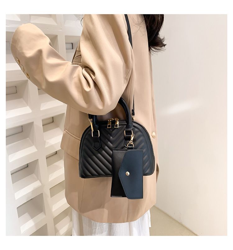 Borse da donna, borse popolari primaverili, borse da donna alla moda e versatili, borse a conchiglia a righe in due pezzi, borsa a tracolla singola piccola per temperamento femminile_voghion.com